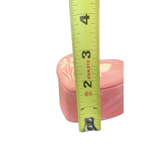 Vintage Robert Nemith Pink Soap Stone Incolay Butterfly Flowers Heart Box Signed - Picture 5 of 8